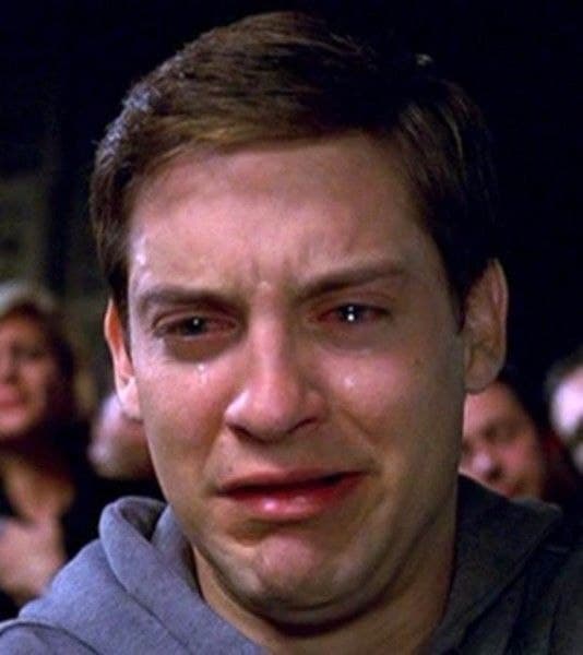 Crying Peter Parker
