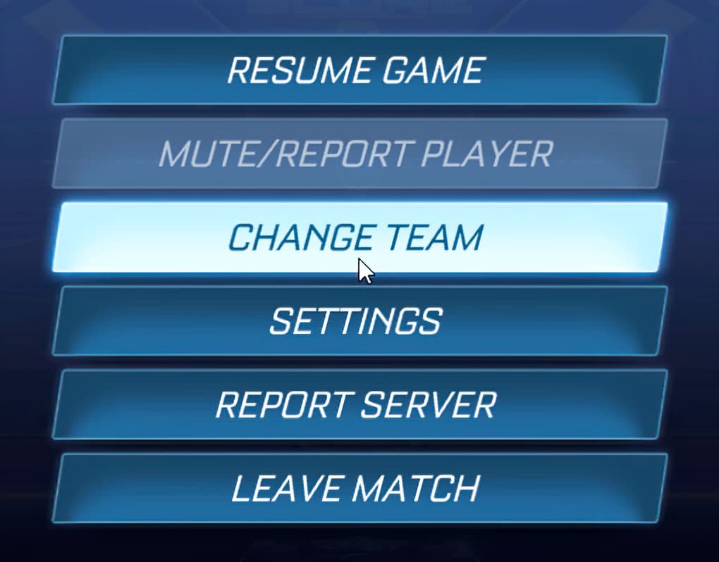 Change Team Rocket League