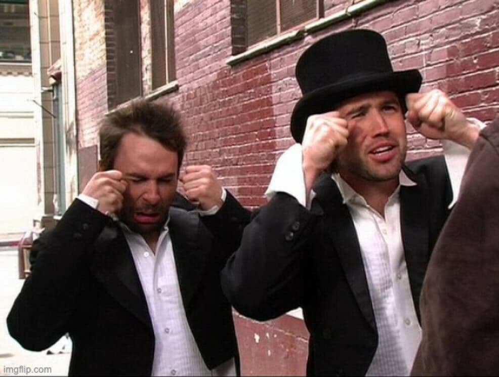 Charlie and Mac Always Sunny Mocking Crying