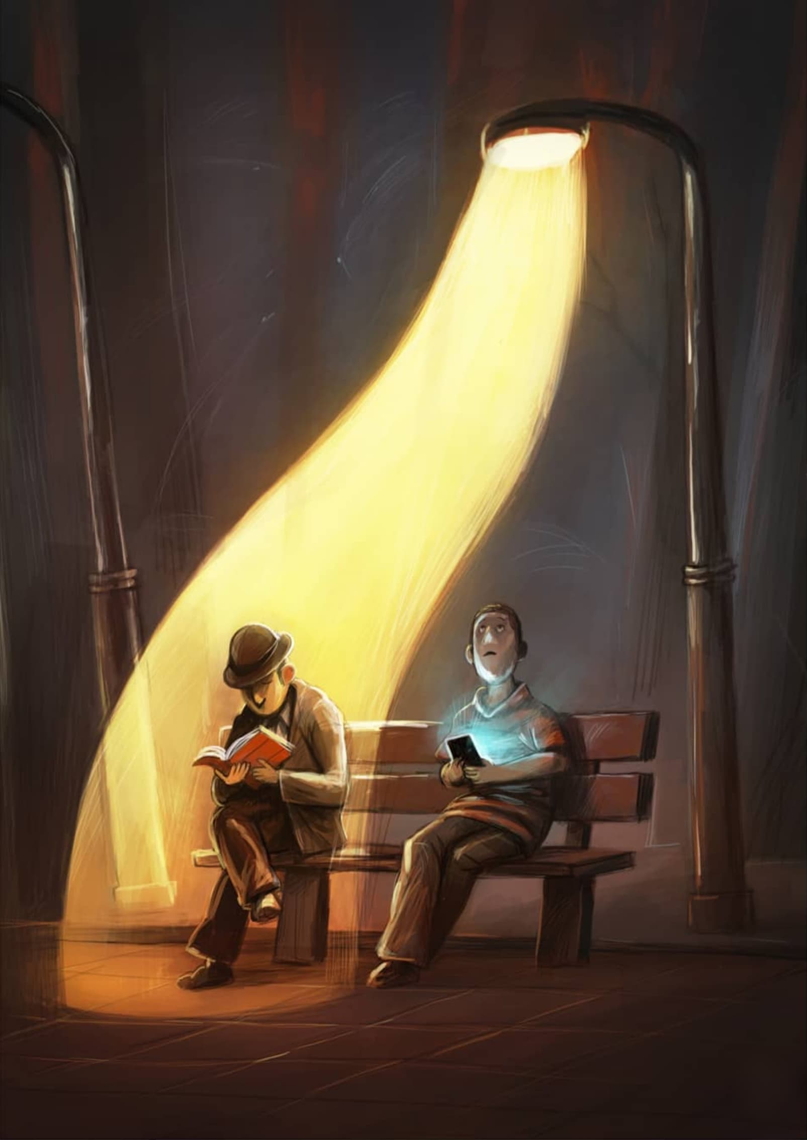 Reading book vs phone light