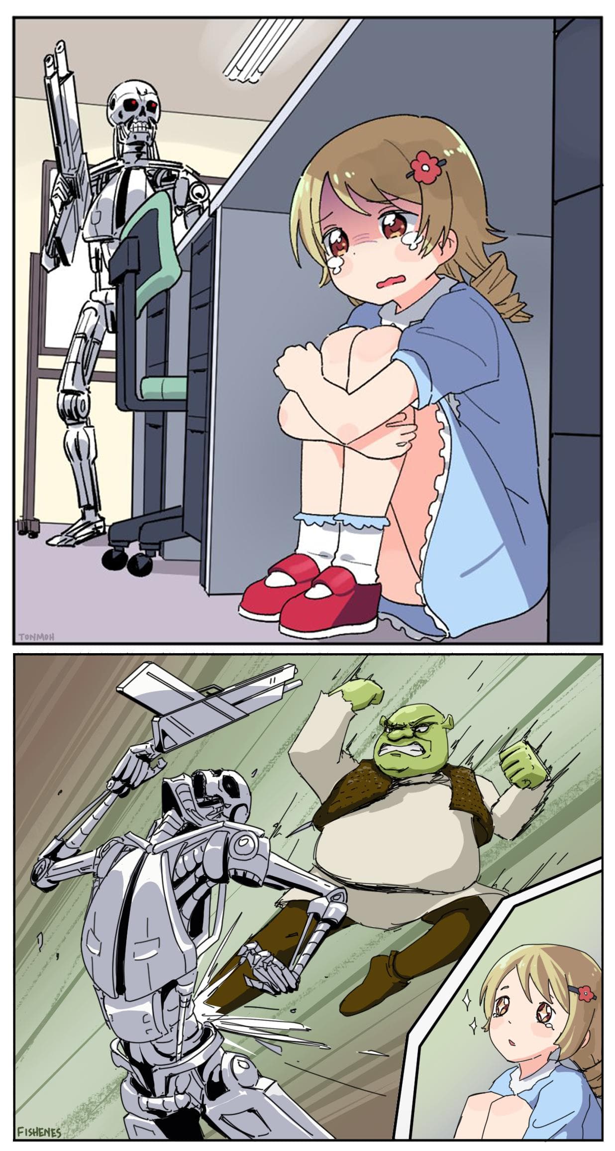 Shrek saves anime girl