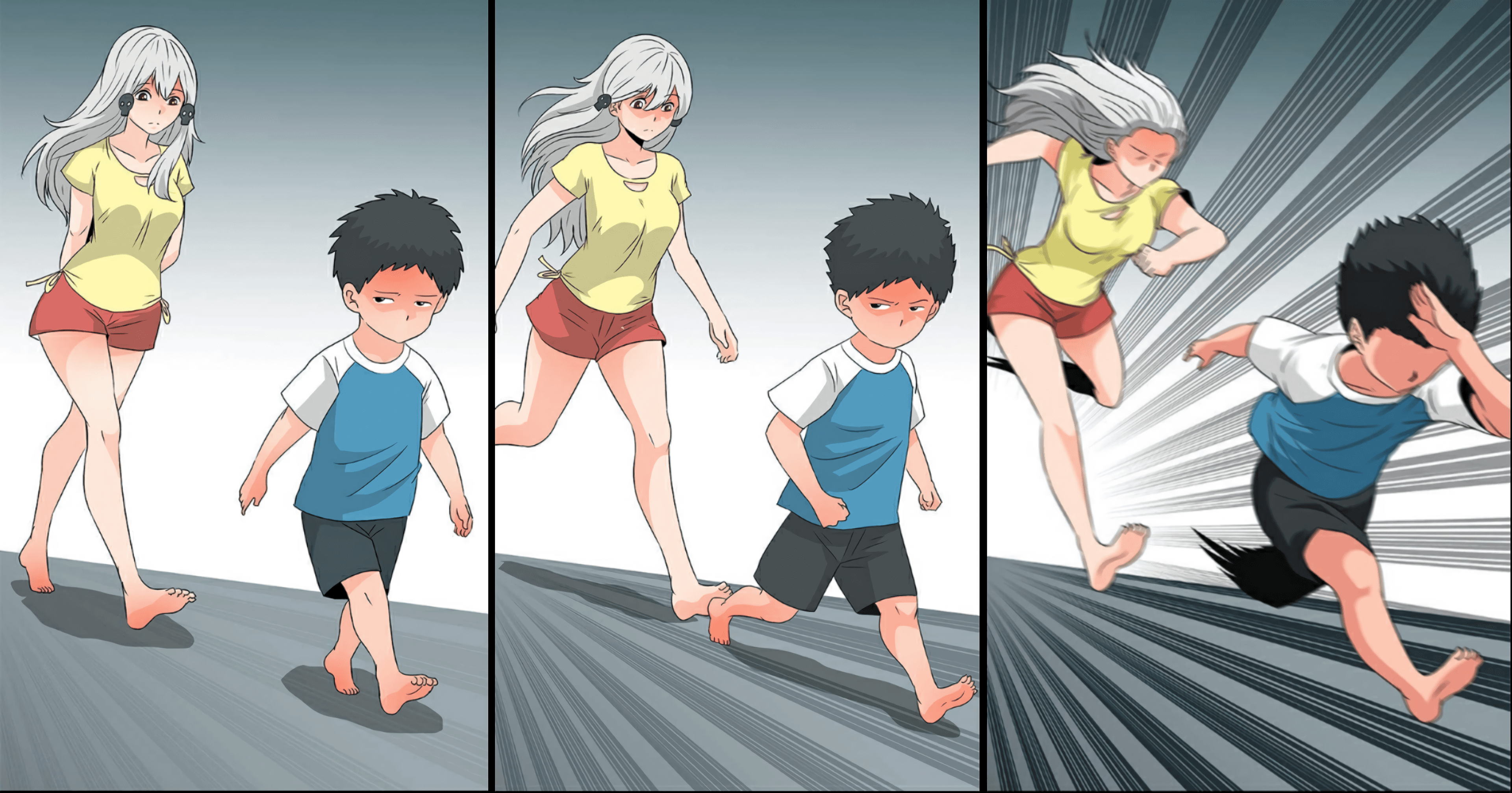 Ara ara chase empty template girl chasing a kid original court courir poursuivre pourchasse fille garçon