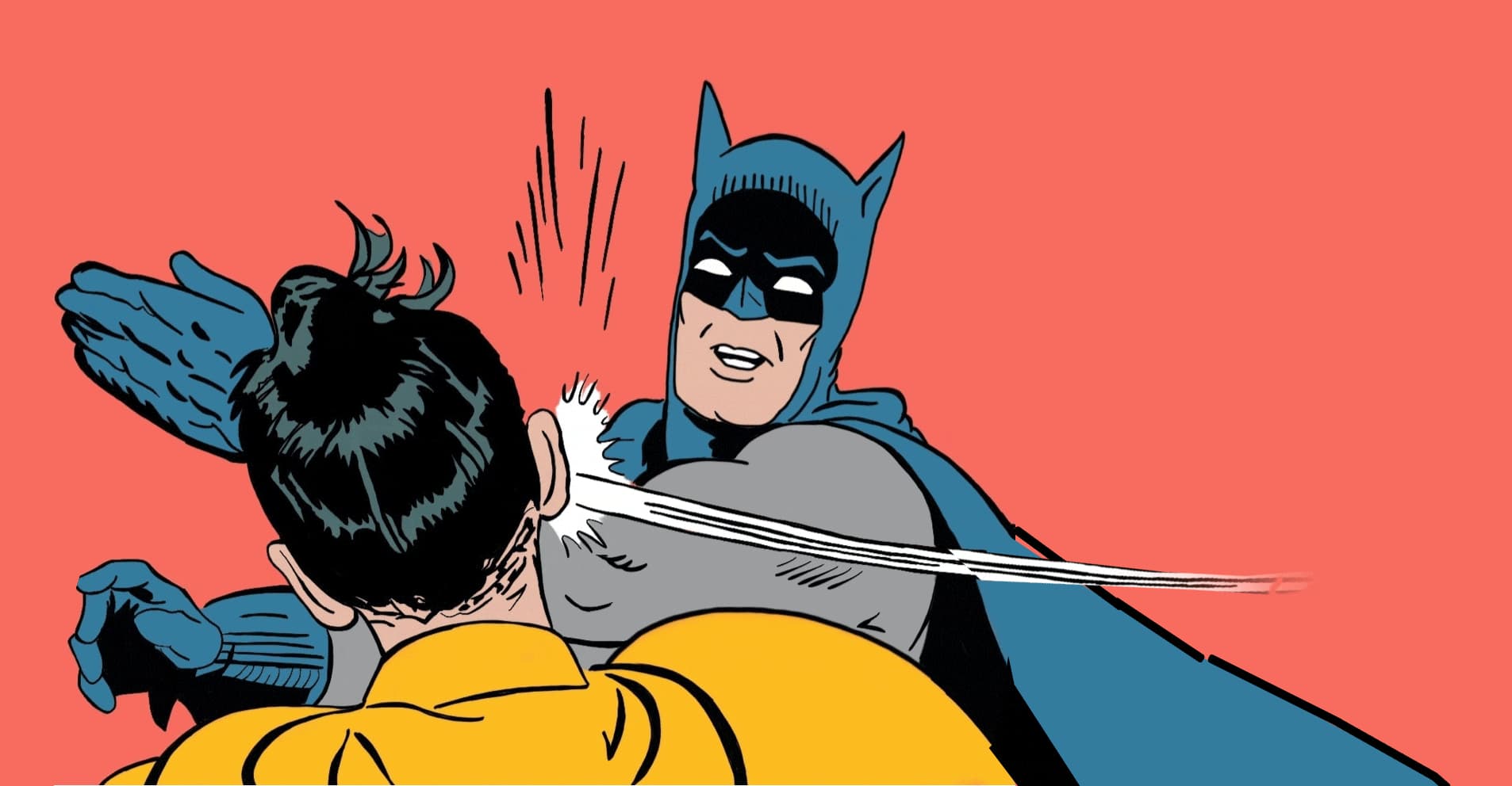 Batman slapping Robin