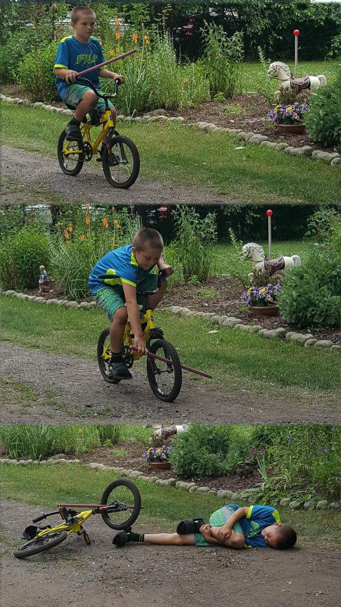 Stick in bike wheel