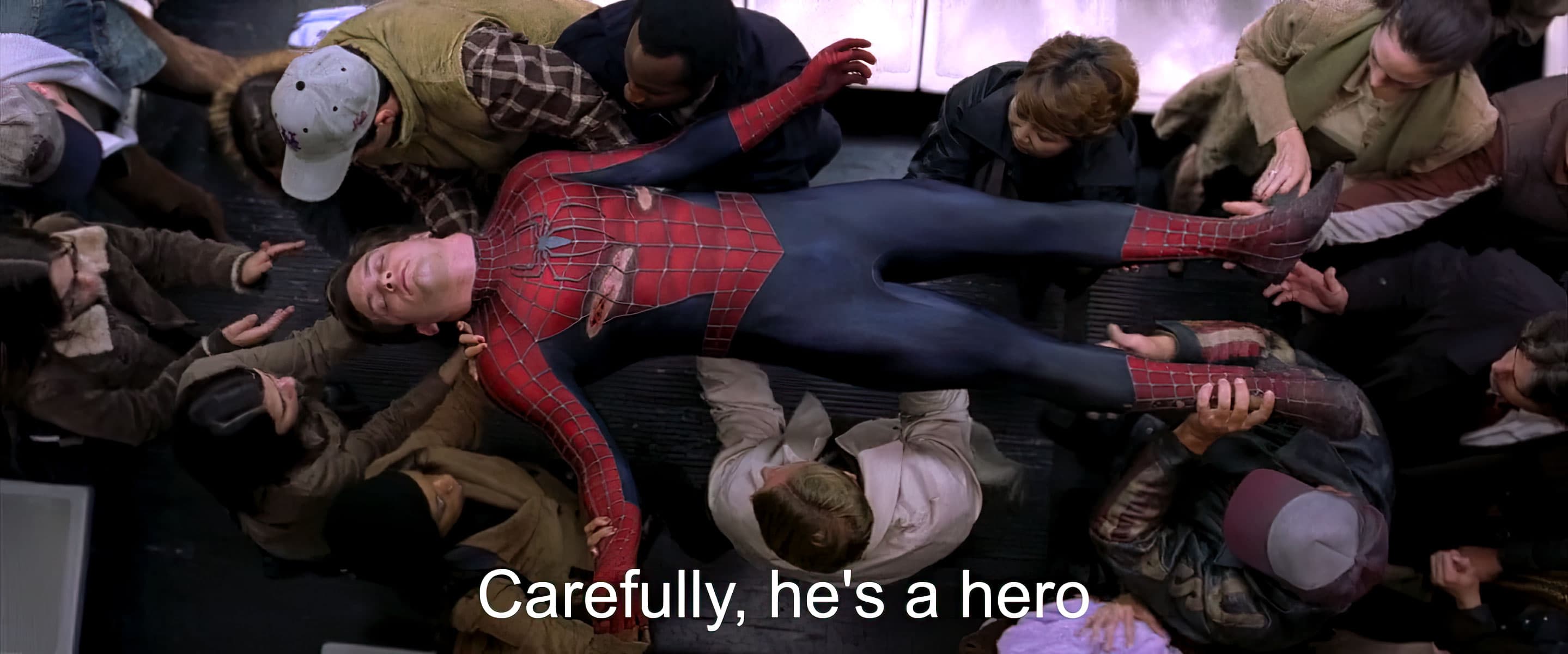 Carefully he's a hero