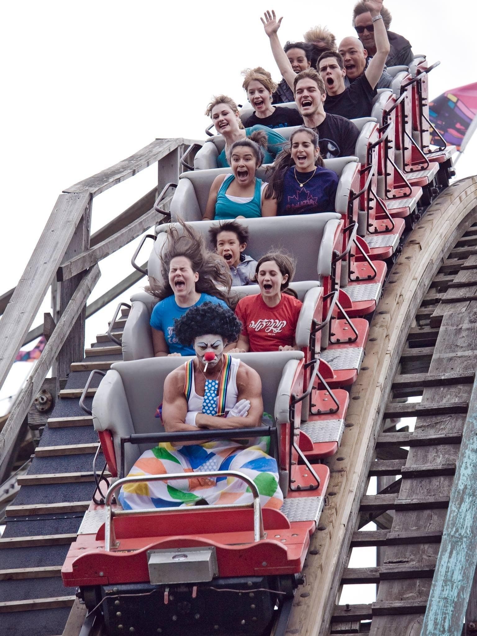 Clown roller coaster unbothered