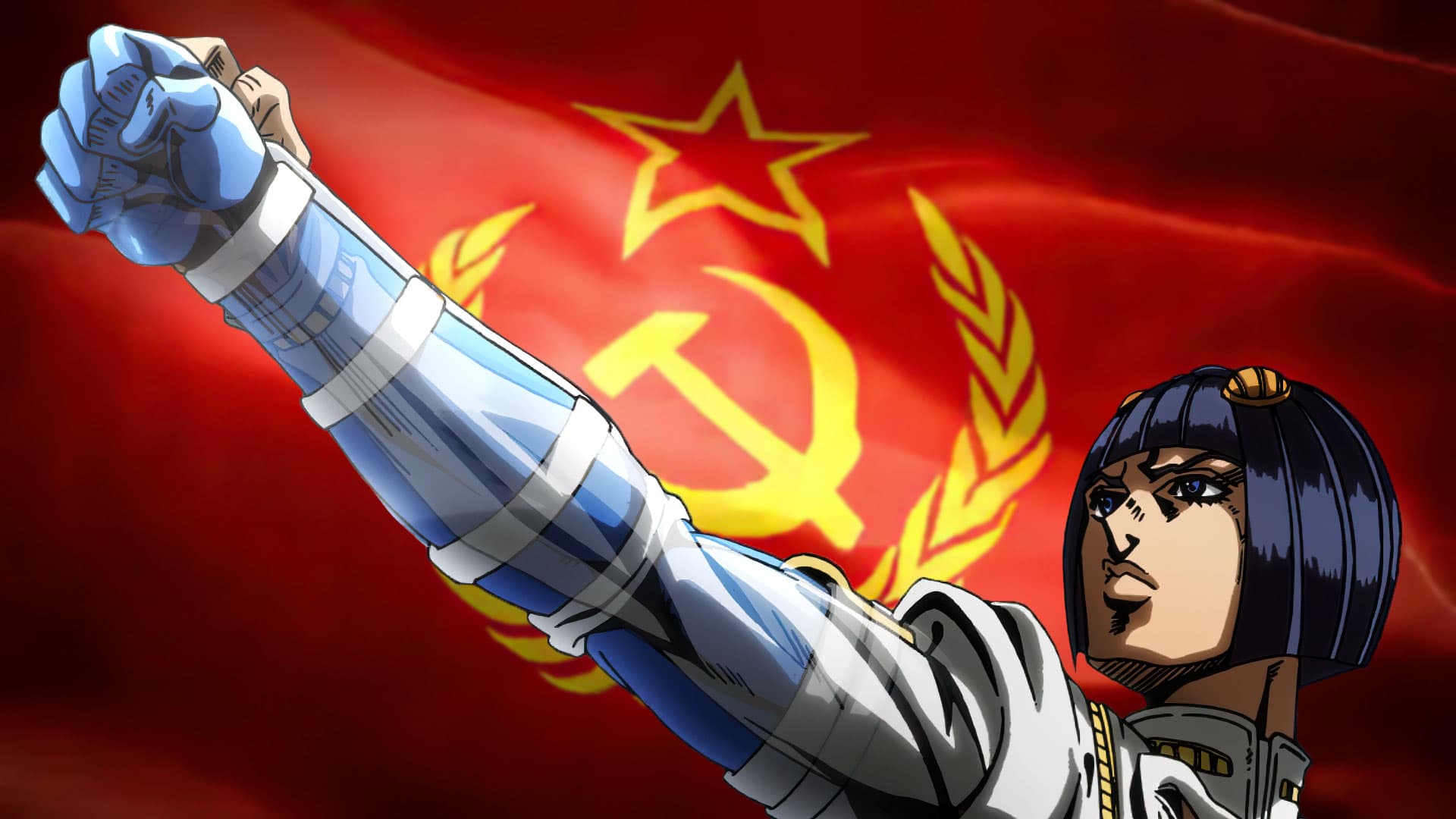 Bruno soviet flag raised fist