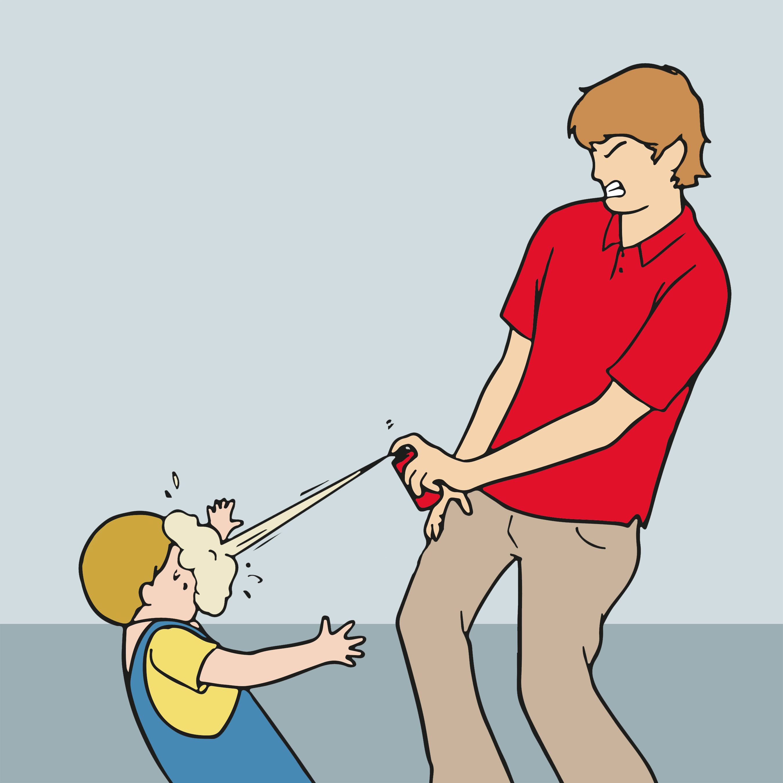 Pepper spraying kid