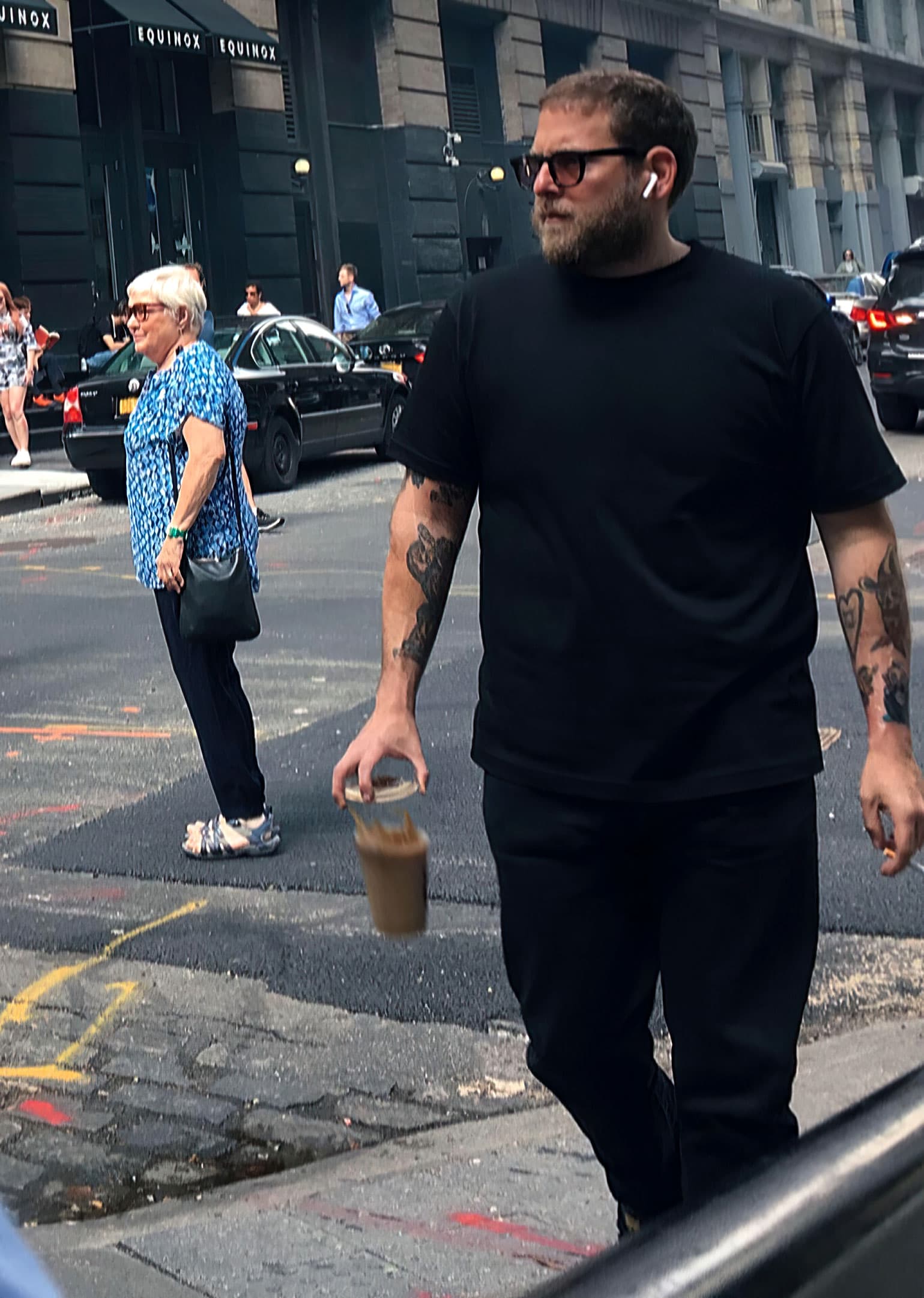 Jonah Hill dropping coffee