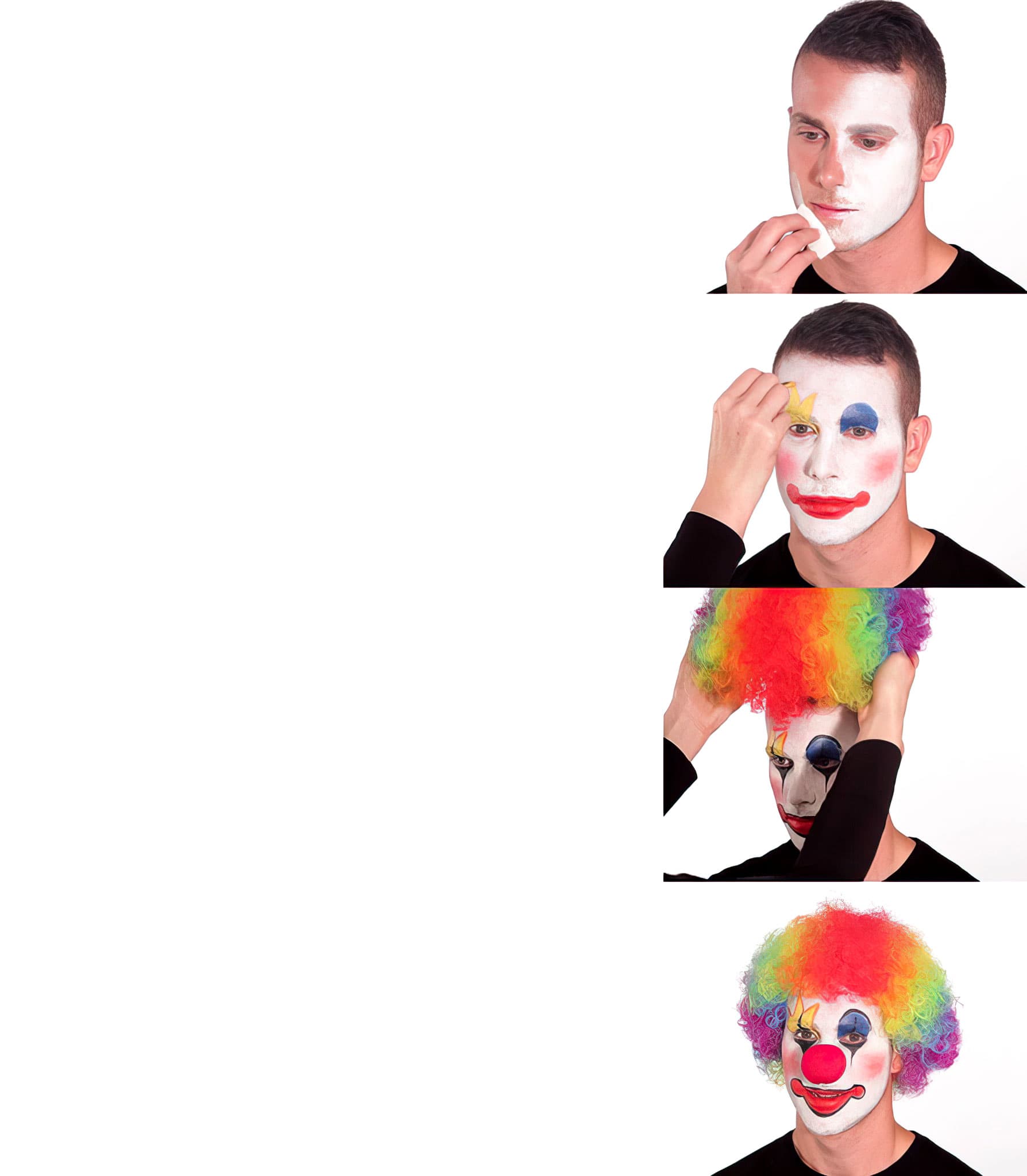 Clown putting on makeup