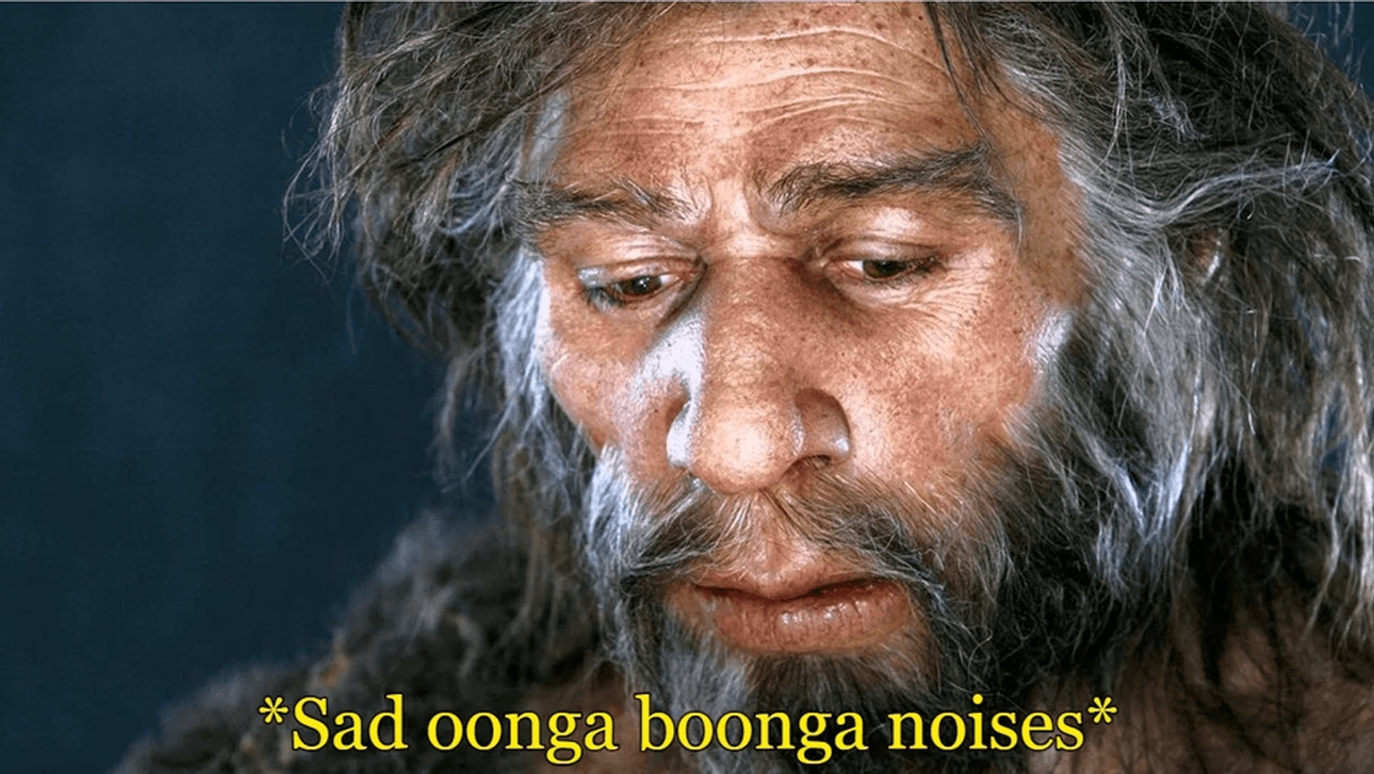 Sad Neanderthal caveman