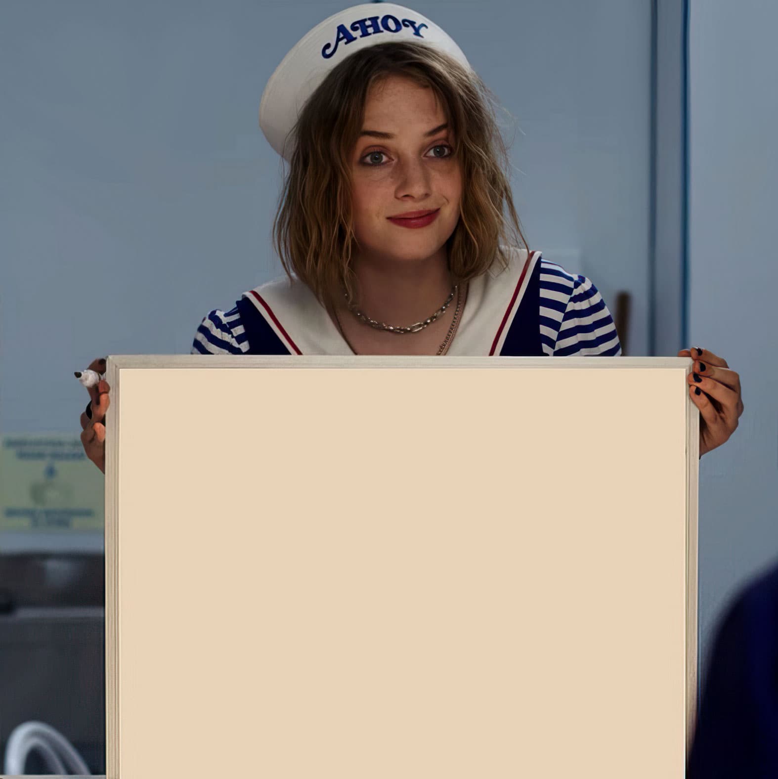 Stranger Things Robin holding sign