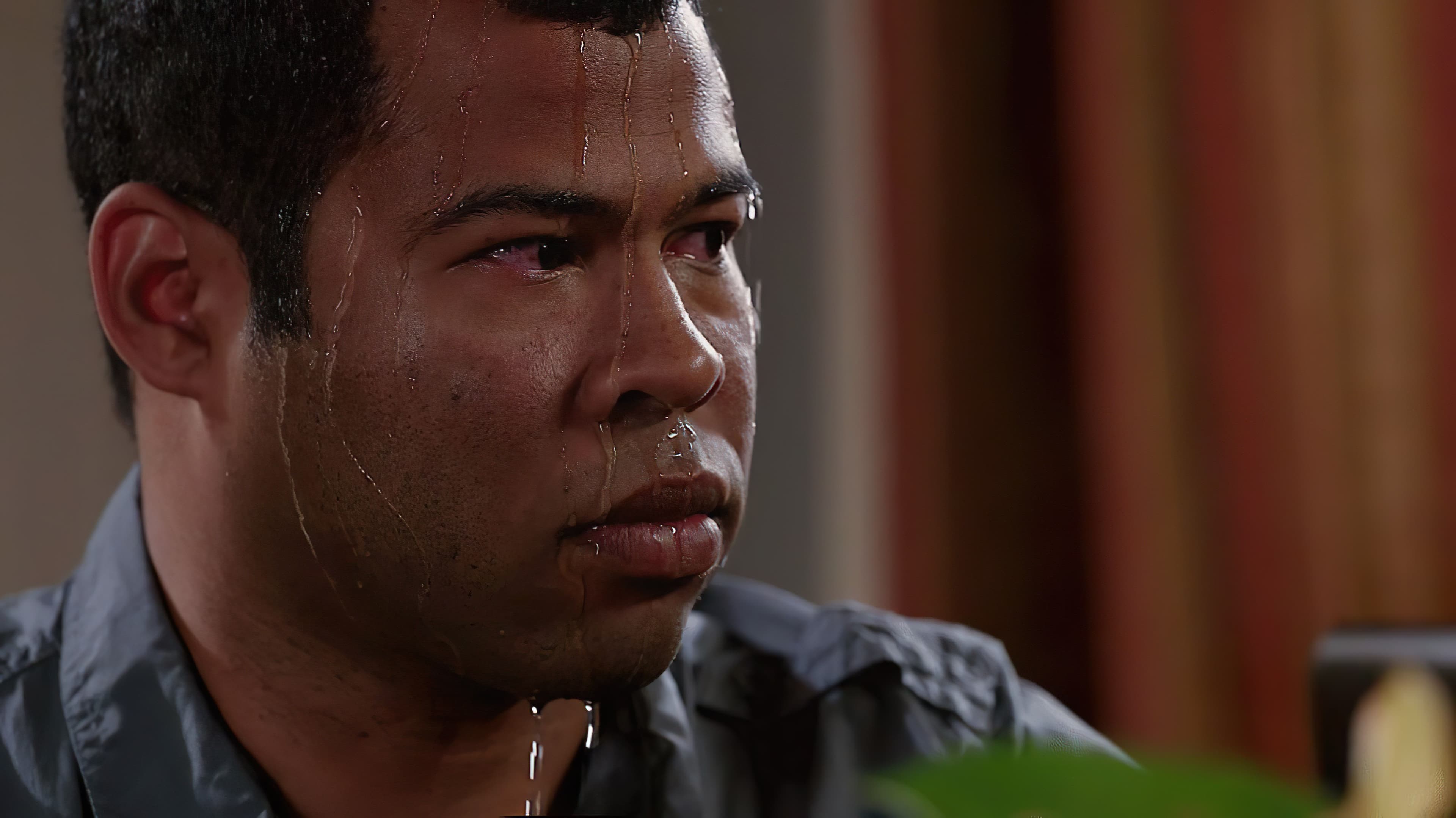 Jordan Peele sweating