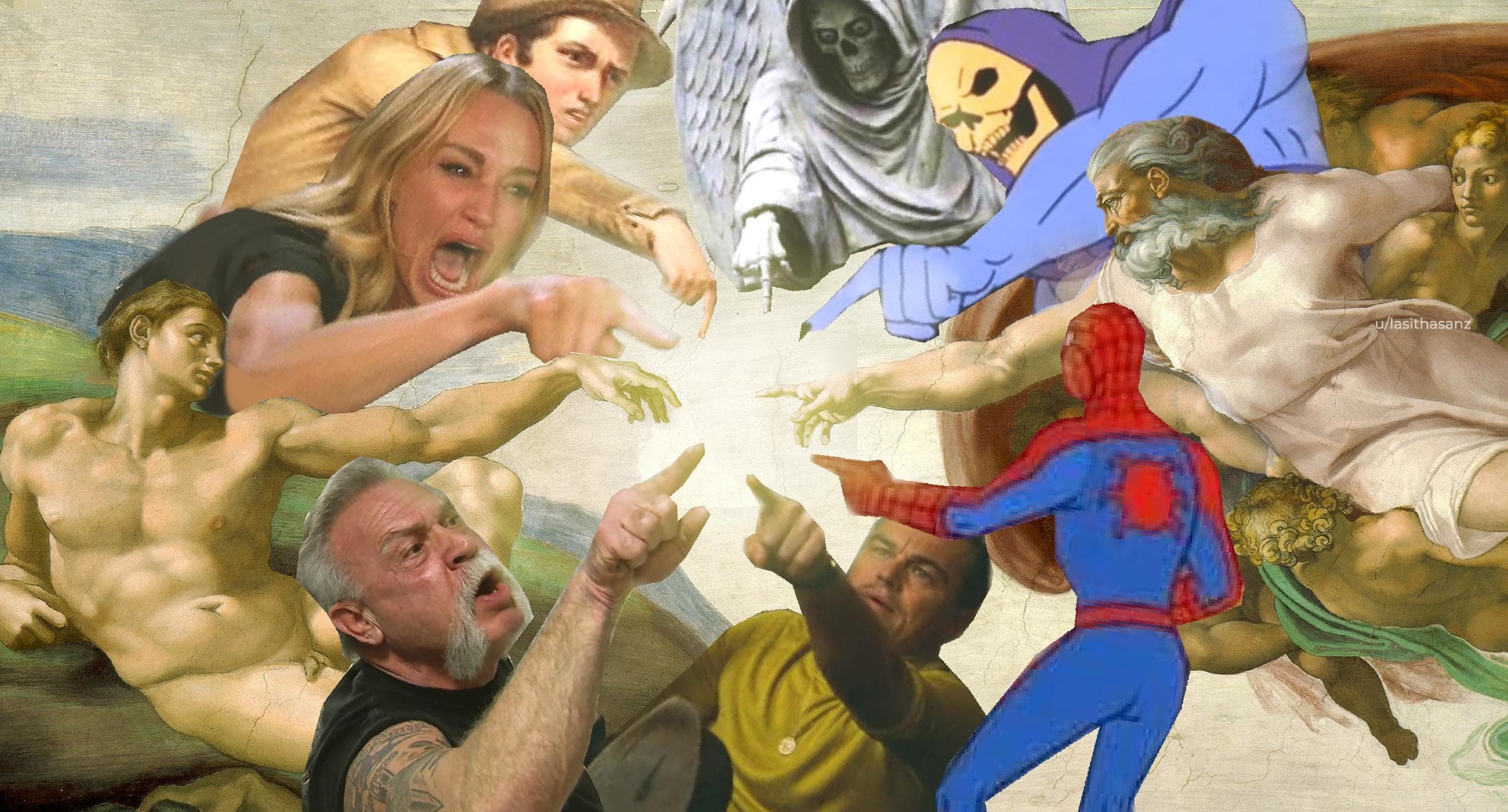 Everyone pointing at center