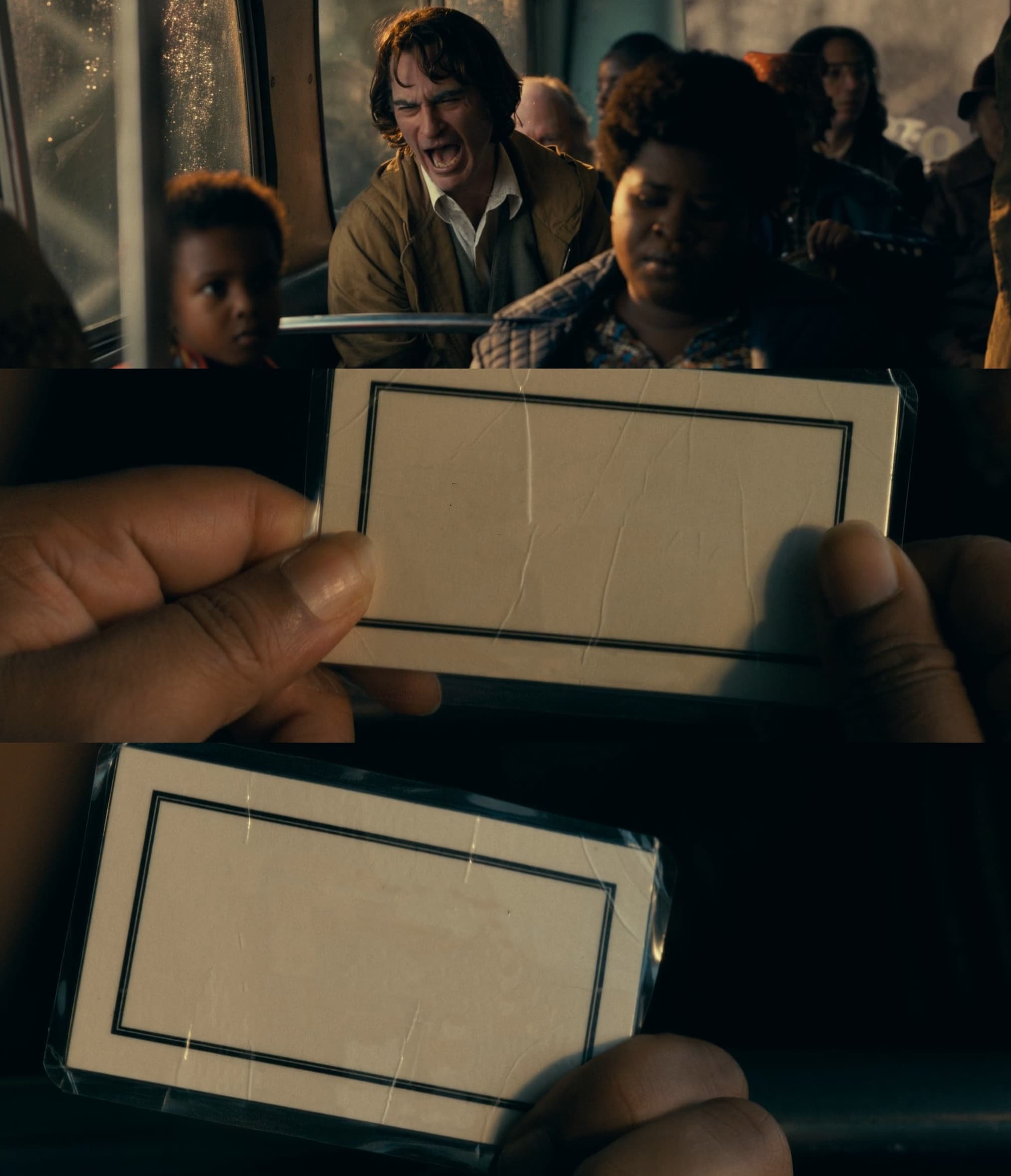 Joker bus card laughing