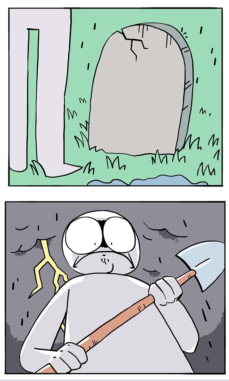Homer Simpson digging grave