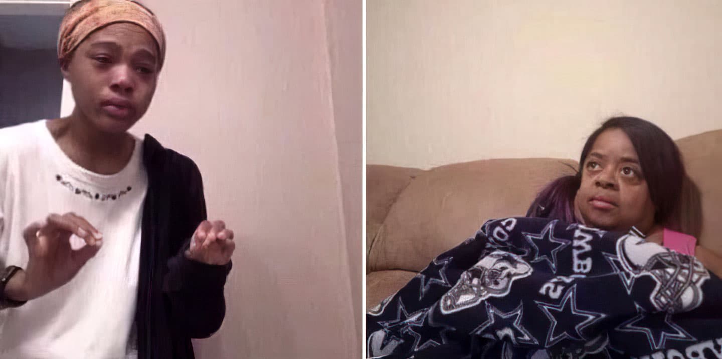 Girl explaining to girl on couch