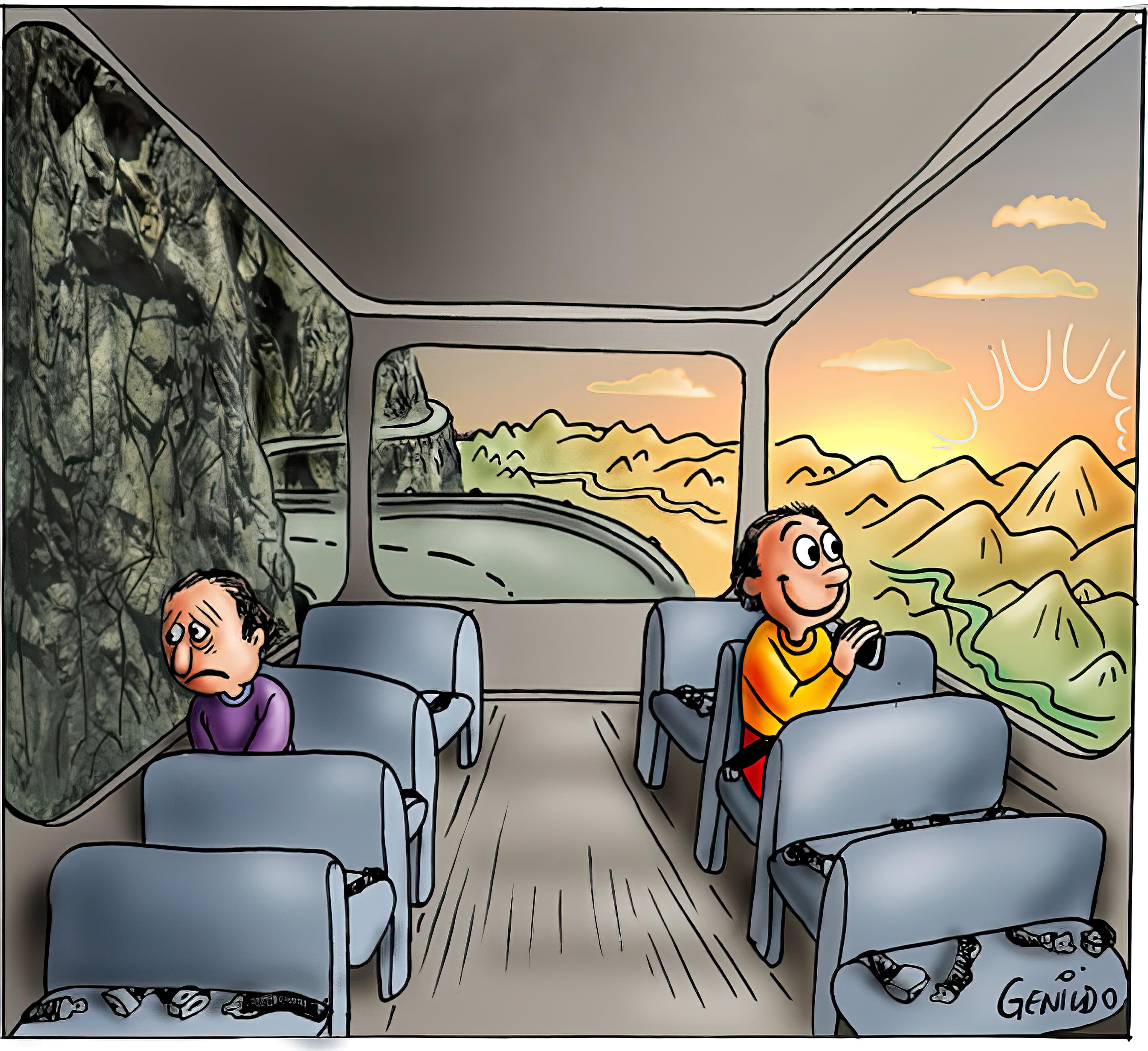 Two guys on bus different views