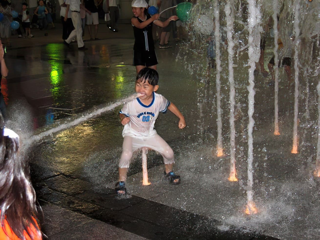 Kid running from water
