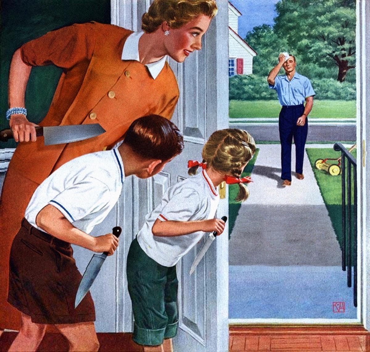 Kids stabbing dad returning home